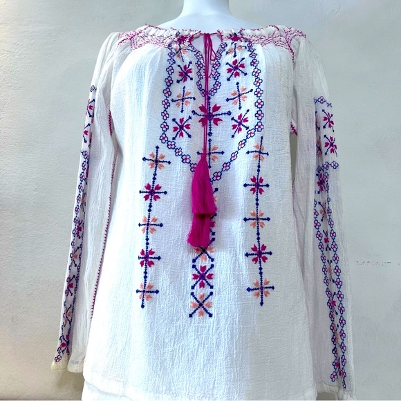 NWOT Robert Roller Rabbit Embroidered Gauze Tunic - Picture 3 of 14